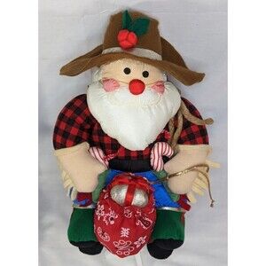 International Silver Parachute Santa Plush Western Gold Rush Prospector Vtg 1994